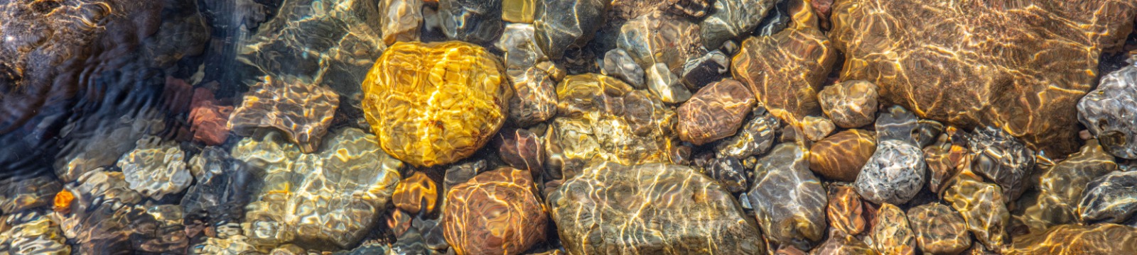 small rocks under the water of a stream